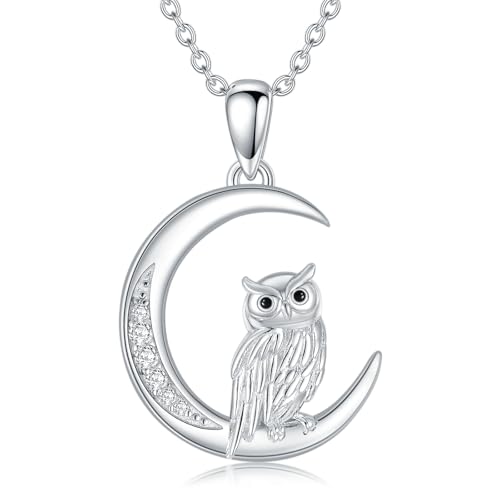 LABBAO Diamant-Eulen-Halskette für Damen, Eulenanhänger aus 925er Sterlingsilber, Eulenschmuck, Geschenk für Mutter und Ehefrau von LABBAO