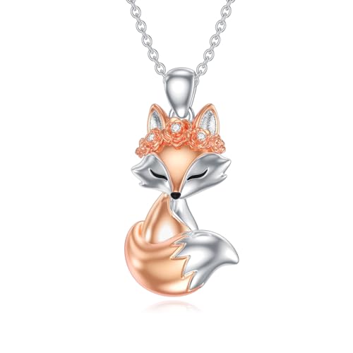 LABBAO Diamant Fuchs Kette für Damen 925 Sterling Silber Fox Anhänger Halskette mit Lab-Grown Diamant Schmuck Geschenke von LABBAO