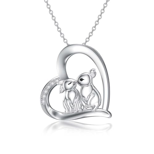 LABBAO Diamant Hase Kette für Damen 925 Sterling Silber Kaninchen Herz Anhänger Halskette mit Lab-Grown Diamant Schmuck Geschenke von LABBAO