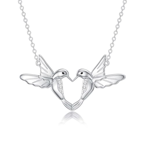 LABBAO Diamant Kolibris Kette für Damen 925 Sterling Silber Hummingbird Anhänger Halskette mit Lab-Grown Diamant Schmuck Geschenke von LABBAO