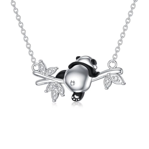 LABBAO Diamant Panda Kette für Damen 925 Sterling Silber Panda Anhänger Halskette mit Lab-Grown Diamant Schmuck Geschenke von LABBAO