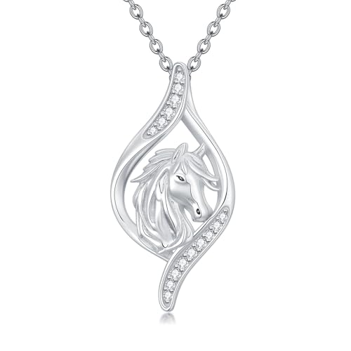 LABBAO Diamant Pferdehalskette für Damen Pferdeanhänger aus 925er Sterlingsilber mit im Labor gezüchteten Diamanten Schmuckgeschenk für Pferdeliebhaber von LABBAO