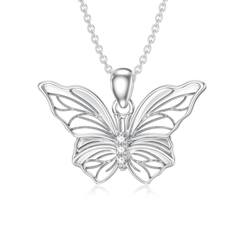 LABBAO Diamant-Schmetterling Halskette für Damen - 925 Sterlingsilber Schmetterlingsanhänger - Freundin Schmuck Geschenk von LABBAO