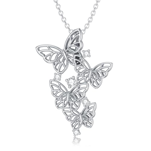 LABBAO Diamant Schmetterling Kette für Damen 925 Sterling Silber Butterfly Anhänger Halskette mit Lab-Grown Diamant Schmuck Geschenke von LABBAO