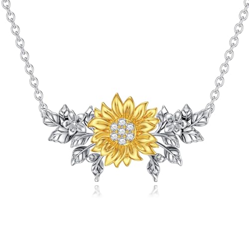 LABBAO Diamant Sonnenblume Kette für Damen 925 Sterling Silber Sunflower Anhänger Halskette mit Lab-Grown Diamant Schmuck Geschenke 89670 von LABBAO