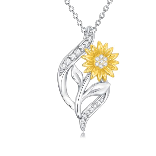 LABBAO Diamant Sonnenblumen Anhänger für Damen 925er Sterlingsilber mit im Labor gezüchteten Diamanten Schmuckgeschenk für Mutter und Ehefrau von LABBAO