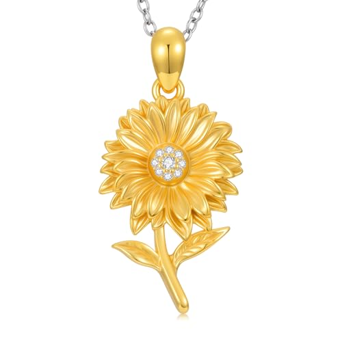 LABBAO Diamant-Sonnenblumen Halskette für Damen 925 Sterling Silber You Are My Sunshine Anhänger Geburtstagsgeschenk von LABBAO