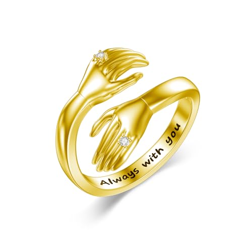 LABBAO Diamant Umarmungsring für Damen 925 Sterling Silber Always With You Offenen Ring Umarmungs mit Lab-Grown Diamant Schmuck Geschenke Farbe Gold von LABBAO