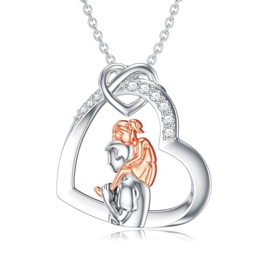 LABBAO Diamant Vater Tochter Kette für Damen 925 Sterling Silber Vater Tochter Herz Anhänger Halskette mit Lab-Grown Diamant Schmuck Geschenke an Tochter vom Vater LABBAO Diamant Vater Tochter Kette für Damen 925 Sterling Silber Vater Tochter Herz Anhänger Halskette mit Lab-Grown Diamant Schmuck Geschenke an Tochter vom Vater von LABBAO