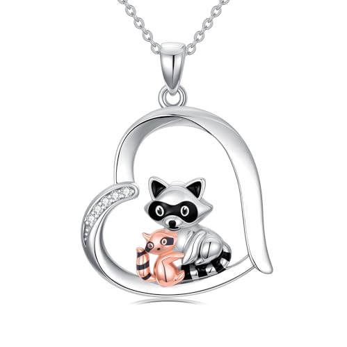 Diamant-Waschbär Halskette 925 Sterling Silber Niedlicher Tier-Anhänger mit Labor-Diamanten Geschenk zum Geburtstag von LABBAO