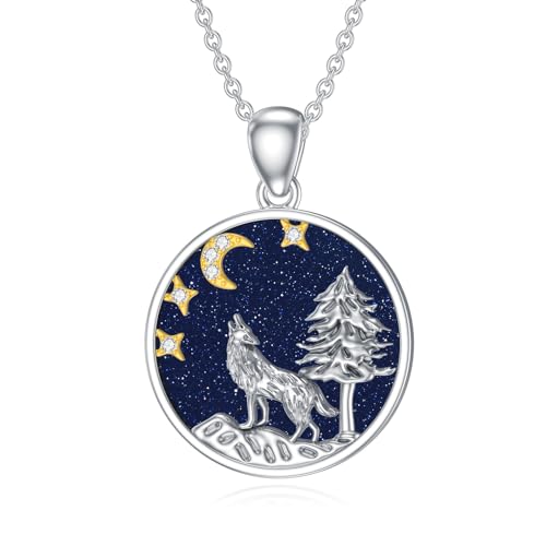 LABBAO Diamant Wolf Kette für Damen 925 Sterling Silber Wolf Anhänger Halskette mit Lab-Grown Diamant Schmuck Geschenke von LABBAO