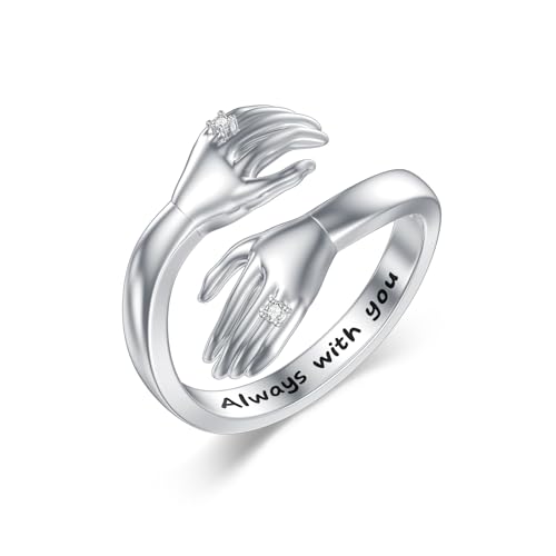 LABBAO Personalisierte Diamant Umarmungsring für Damen 925 Sterling Silber Always With You Offenen Ring Umarmungs mit Lab-Grown Diamant Schmuck Geschenke von LABBAO