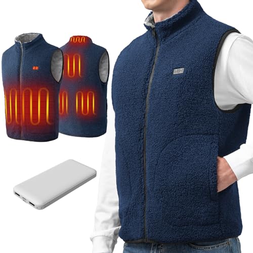 LABCOOL Beheizbare Weste - Heizweste für Herren & Damen - Aus weichem Fleece - USB-Heizung mit 10000mAh Powerbank - 6-Zonen-Heizung mit 3 Temperaturstufen - maschinenwaschbar von LABCOOL