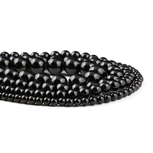 LABDIP Haussammlung Lose Perlen Naturstein Schwarze Achate Runde Form Perlen for Schmuckherstellung Halskette Armband for Frauen 4 6 8 10 mm - Raumdekoration (Color : Black agate, Size : 8mm) von LABDIP