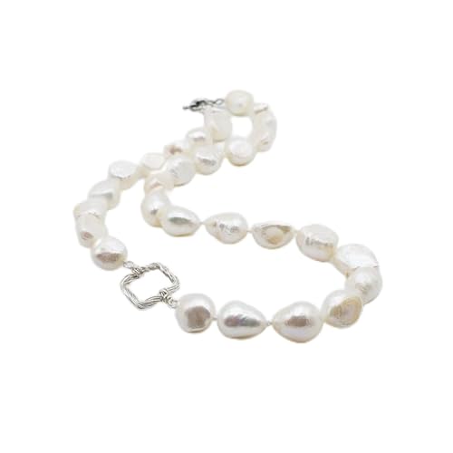 LABDIP Ketten für Damen Einzigartige Damenkette, naturweiße Barockperlen, 925er Silberfaden, eckig, Handarbeit, Perlenkette erfüllen Mode-Accessoires (Color : 6 1/8, Size : White) von LABDIP