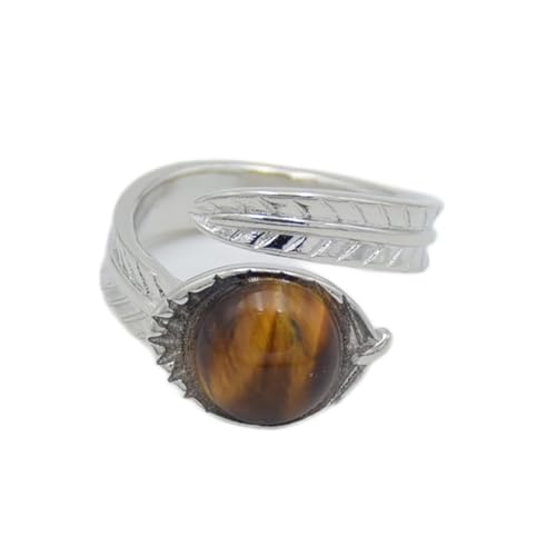 Voller Textur Neue Silber Farbe Frauen Männer Einstellbare Finger Ring Schmuck Runde Perlen Naturstein Kristall Cabochon Geschnitzte Blatt Offene Ringe Haushaltswaren ( Color : Oro , Size : Resizable von LABDIP