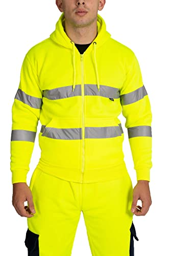 LABEL APPAREL Herren-Kapuzenpullover mit Reißverschluss, hohe Sichtbarkeit, Arbeitsjacke, Sweatshirt, Fleece, gelb, L LABEL APPAREL Herren-Kapuzenpullover mit Reißverschluss, hohe Sichtbarkeit, Arbeitsjacke, Sweatshirt, Fleece, gelb, L von LABEL APPAREL