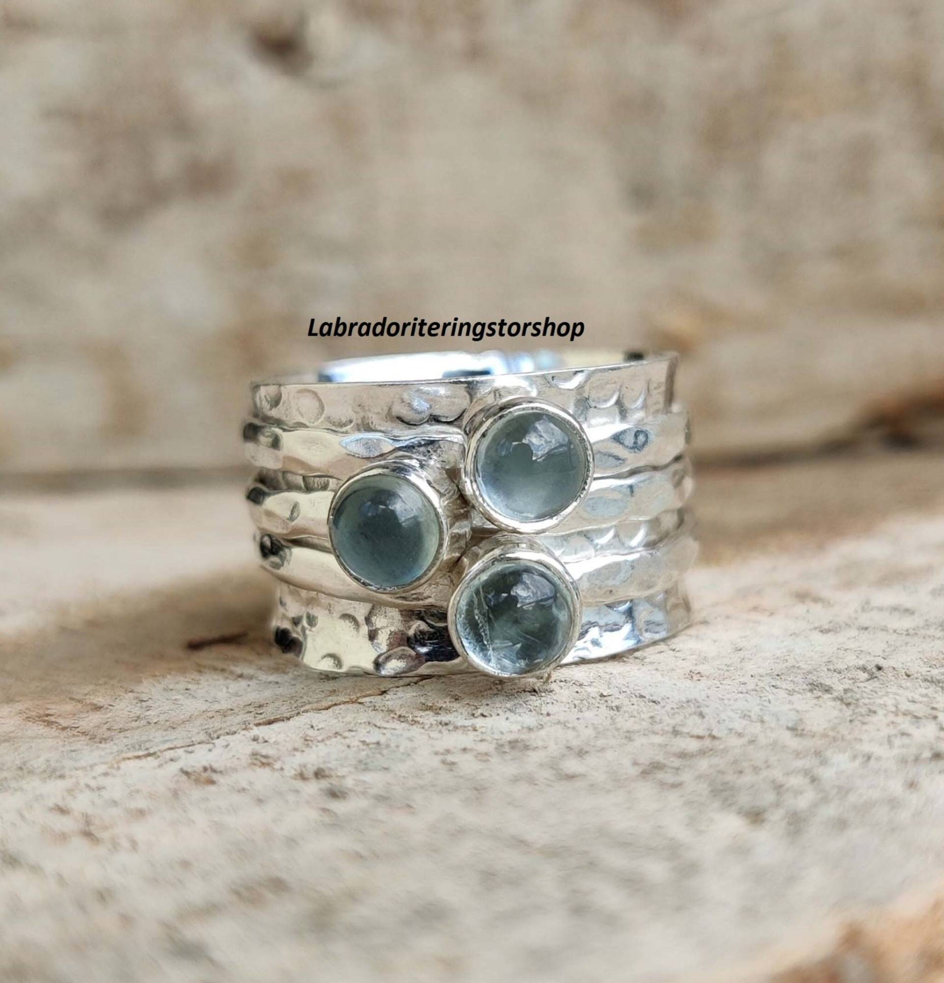 Aquamarin Ring, Spinner 925 Sterling Silber Edelstein Frauen Sorgen Schöner Pritty Spinner von LABRADORITERINGSHOP