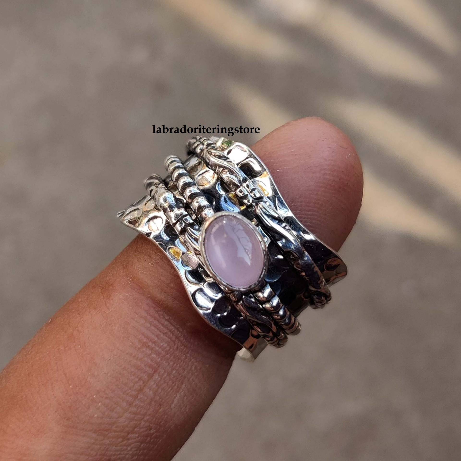 Pink Opal Spinner Ring, 925 Sterling Silber Handgemachter Designer Edelstein Boho Fidget Statement Geschenke Pink Opal Spinner Ring, 925 Sterling Silber Handgemachter Designer Edelstein Boho Fidget Statement Geschenke von LABRADORITERINGSHOP