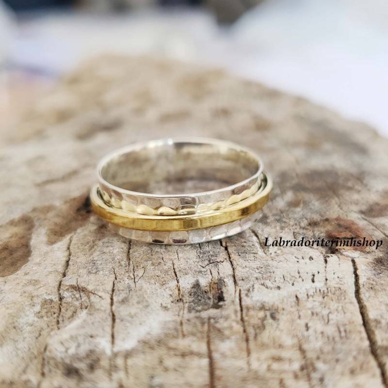 Spinner Ring, 925 Starling Silber Handgemachter Angst Fidget Boho Daumen Bandring, Frauen Geschenk Für Sie von LABRADORITERINGSHOP