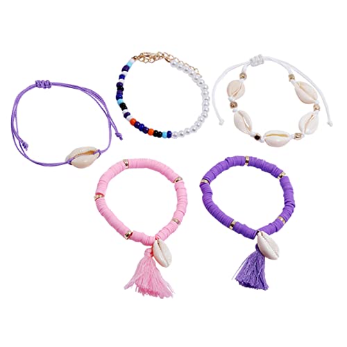 LABRIMP 1 Set Muschelperlenarmband Muschelarmband Böhmisches Armband Perlenfußkettchen Strandarmbänder Bezaubernde Armreifen Bezaubernde Armbänder Kettenarmband Damenarmbänder von LABRIMP