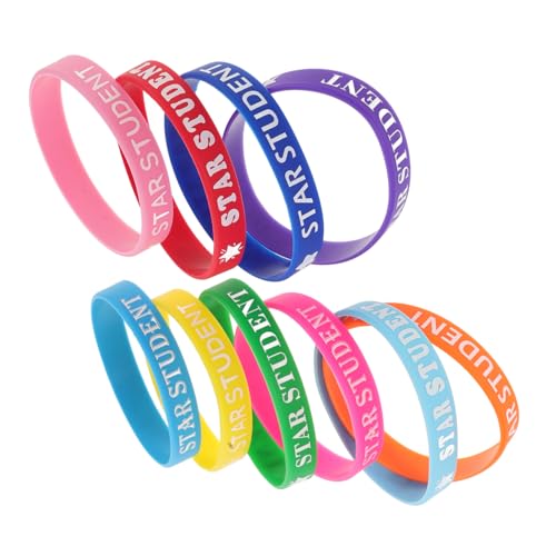 LABRIMP 10 Stück Bunte Silikon Wristbands Teiliges Motivationsarmbänder für Schüler mit Sternmotiv Belohnungsarmbänder für Schule und Klassenraum Fördert und Schulischen Erfolg bei Kindern von LABRIMP