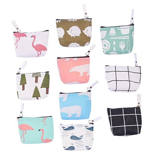 LABRIMP 10stücke Teiliges Cartoon Canvas Münzbeutel Mit Reißverschluss Niedliche Schlüssel Geldbörse Für Mädchen Für Münzen Karten Und Kleingeld Vielseitig Einsetzbar von LABRIMP