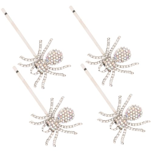 LABRIMP 2 Paare Lustige Haarspange Haarspangen Vintage Spinne Halloween-Haare Haarklammer Halloween-Spinne Form Spider Hair Accessoires Frauen Spinnen-Haarspangen für Mädchen Strass Silber von LABRIMP