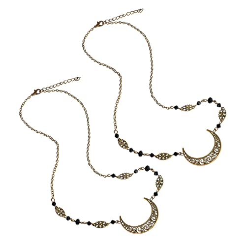 LABRIMP 2 Stück Bohemian Haarkette Teilig mit Hohlem Mond Anhänger und Verstellbarer Kopfschmuck für Damen und Mädchen Langlebiges Legierungs und Kristalldesign für Hochzeit Party und von LABRIMP