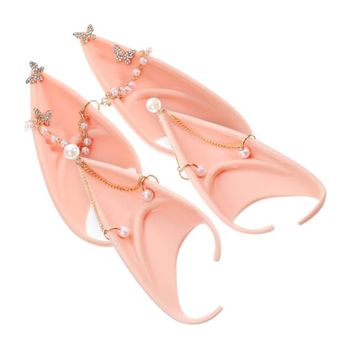 LABRIMP 2 Stück Elfenohren mit Perlenkette Cosplay Zubehör für Halloween Partys und Besondere Anlässe Spitze Ohren für Damen und Mädchen LABRIMP 2 Stück Elfenohren mit Perlenkette Cosplay Zubehör für Halloween Partys und Besondere Anlässe Spitze Ohren für Damen und Mädchen von LABRIMP
