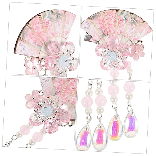 LABRIMP 2 Stück Hanfu Haarnadeln Teiliges mit Blumen Quasten und Fächerdesign Leichte Haarschmuck für Frauen Passend für Dickes und Dünnes Haar Traditionelles Chinesisches Haaraccessoire von LABRIMP