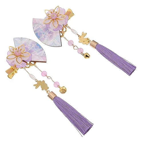 LABRIMP 2 Stück Japanischer Haarschmuck Damen Fächerförmige Haarklammern mit Perlen und Quasten Leichter Langlebiger Haarclip im Traditionellen Stil für Vielseitige Frisuren und von LABRIMP