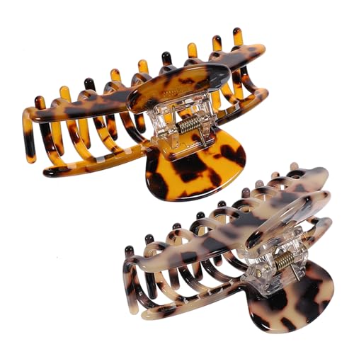 LABRIMP 2 Stück Leopard Haarspangen Groß Acetat Haarklammern mit Starkem Griff Haarklammern für Damen Rutschfest und Geeignet für Dickes und Dünnes Haar Vielseitig für Alltag und Styling von LABRIMP