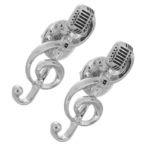 LABRIMP 2 Stück Musiknoten und Mikrofon Brosche aus Metall Anstecknadeln für Musikliebhaberinnen Vielseitiges Accessoire für Jacken Kleider Taschen zu Muttertag und Geburtstag von LABRIMP