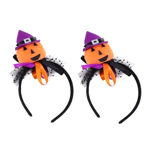 LABRIMP 2 Stück Teiliges Halloween Haarreif aus und Dekorativer Kürbis und Spinnennetz Hexenhut Lustiger Haarschmuck für Erwachsene und Gruselige Kopfbedeckung für Halloween Party von LABRIMP