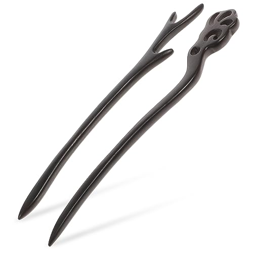 LABRIMP 2 Stück Teiliges Schwarze Haarnadeln Retro Holz Haarstäbchen für Damen Haarschmuckstücke im Hanfu Stil Vielseitig für Alltag Party Tanz und Besondere Anlässe Geeignet von LABRIMP