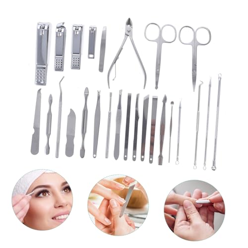 LABRIMP 26 Stück Teiliges Maniküre Pediküre Edelstahl Nagelknipser Nagelpflege Werkzeug für Männer Frauen Tragbar Leicht als Geschenk von LABRIMP