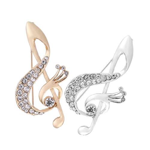 LABRIMP 2Stücke Strass Musiknoten Brosche für Damen Anstecknadel aus Legierung Vielseitige Pin Dekoration für Anzüge und Kleider Stilvolles Accessoire mit Einzigartigem Design von LABRIMP