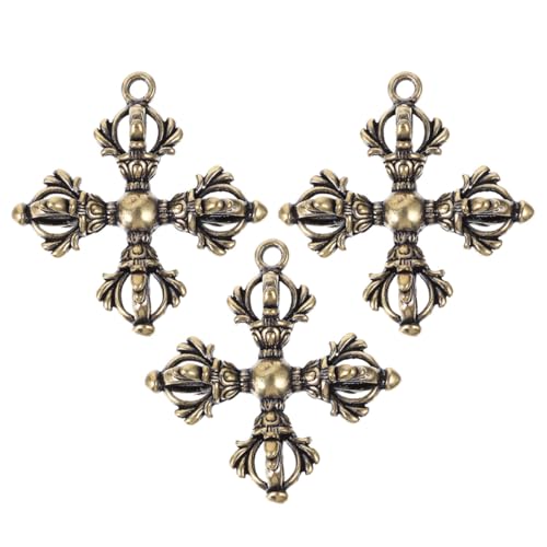LABRIMP 3 STÜCKE Teiliges Messing buddhistischer Anhänger Handgefertigter Retro Schlüsselanhänger und Handtaschen charms Detailverliebt Langlebig Vielseitig als Halskette oder von LABRIMP