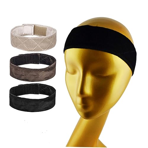 LABRIMP 3 Stück Wig Grip Band Verstellbar Selbstklebendes Haarband für Damen Schwarz Braun Beige Sicheres Fixieren von Perücken Kleber Bequemes Stirnband gegen Verrutschen und von LABRIMP
