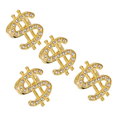 LABRIMP 4 Stück Hip Hop Ringe Hochwertigem Goldlegierungsmaterial Stilvolle Punk Schmuckstücke für Kostüme und Auftritte für Herren und Damen von LABRIMP