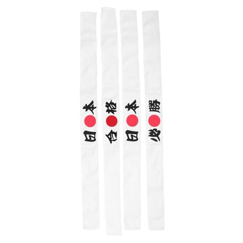 LABRIMP 4 Stück Japanische Krieger Stirnbänder Hachimaki Atmungsaktive Sport Stirnbänder mit Schweißableitung Wiederverwendbar und Leicht für Karate Team Events Kochen und Kostümpartys von LABRIMP