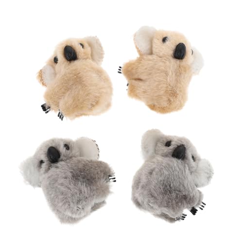 LABRIMP 4 Stück Koala Plüsch Haarklammern für Frauen Weiche Mini Haarspangen Kreative Haarclips Braun Süßer Haarschmuck für Dünnes Haar und Haarstyling von LABRIMP