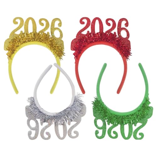 LABRIMP 4 Stück Neujahr Haarreif Teiliges Buntes Stirnband mit Glitzer für Festliche Anlässe und Partys Bequeme und Anpassbare Haarschmuck Accessoires für Neujahrsfeierlichkeiten von LABRIMP