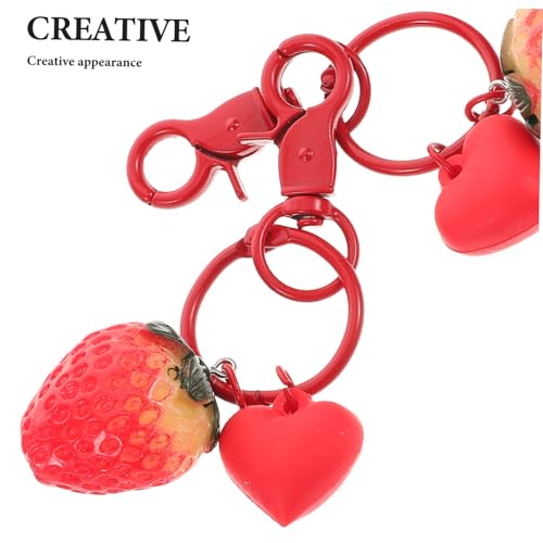 LABRIMP 4 Stück Strawberry Bag Charms Teiliges Kreative Frucht Resin Anhänger Schlüsselanhänger und Taschenanhänger für Damen und Mädchen Vielseitig als Auto Ohrhörer und Geldbörsen von LABRIMP