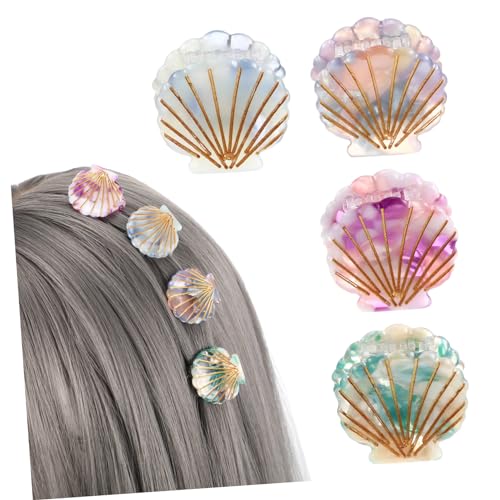 LABRIMP 4 Stück Teiliges Kleine Muschel Haarklammern aus Rutschfest Bunte Mini Kralle Clips für Mädchen und Frauen Vielseitige Haarschmuck Accessoires für Strand und Alltagsfrisuren von LABRIMP