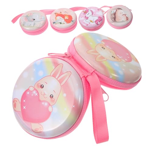 LABRIMP 5 Stück Kleine Münztaschen Tiermotiven Runde Form Wiederverwendbar Robust für Schlüssel Kleingeld und Kleine Gegenstände Bunte Cartoon Designs Praktische Aufbewahrung für Alltag von LABRIMP