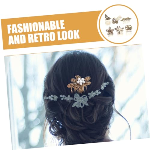 LABRIMP 6 Stück Teiliges Haarkamm für Damen Vintage Perlen und Strass Langlebige Metall Steckkämme Einfache Anwendung Vielseitiger Haarschmuck für Frauen und Mädchen Elegant für Alltag von LABRIMP