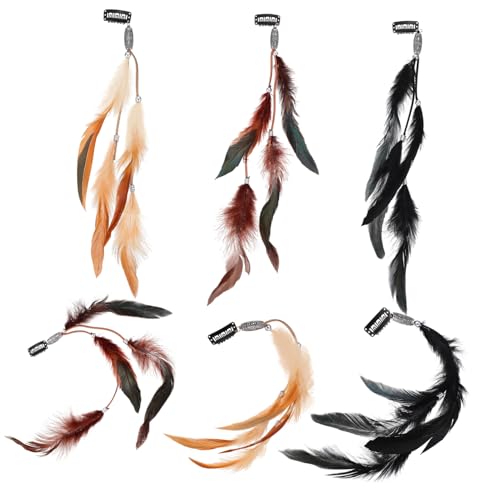 LABRIMP 6 Stück Teiliges Haarschmuck mit Clip Leichte Plume Haarverlängerungen Vielseitige Boho Kopfbedeckung für Damen Geeignet für Party Hochzeit und Cosplay von LABRIMP