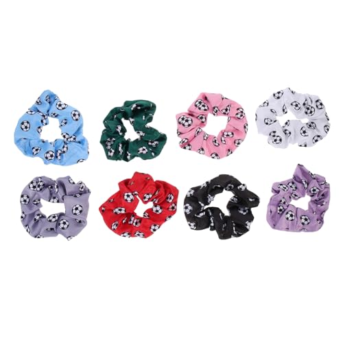 LABRIMP 8 Stück Teiliges Haargummi Damen Elastische Stoff haarringe mit Farbigem Fußball print Weiche Dehnbare Scrunchies für Pferdeschwanz Zopf Dünnes und Dickes Haar Vielseitig für von LABRIMP